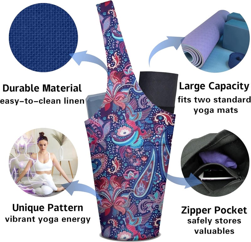 saniwu Yoga Mat Bag Carrier for Women with Side Large Pocket Durable Linen Workout Gym Travel Storage Pilates Mats - Image 3